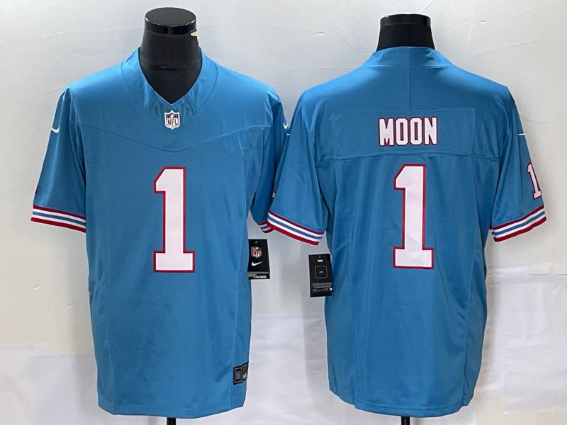 Men Tennessee Titans #1 Moon Light Blue Nike Throwback Vapor Limited NFL Jersey->tennessee titans->NFL Jersey